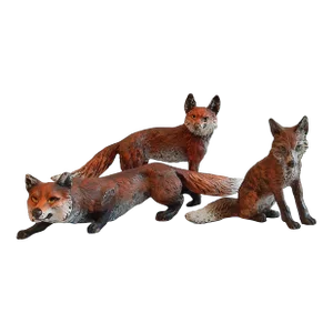 Vintage Austrian Bronze Fox Family Figurines