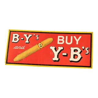 1930s Y B Cigars Tin Lithograph Advertising Sign For Sale