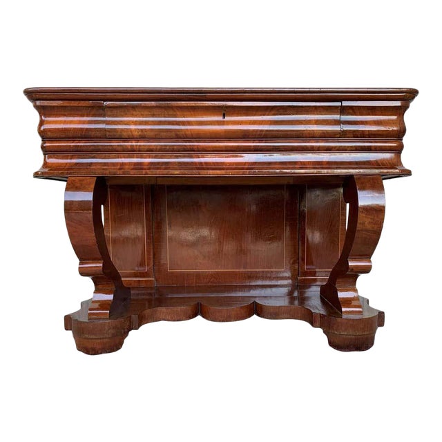 Early Biedermeier Period Walnut Console Table With Drawer, Austria, Circa 1830 For Sale