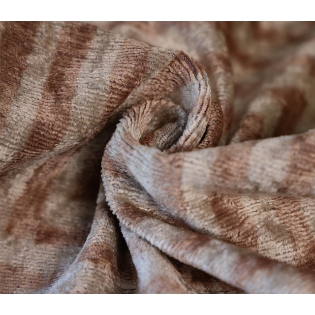 Textile Beige Geometric Silk Velvet Pillow 16x24 Handmade Luxury Cushion For Sale - Image 7 of 8