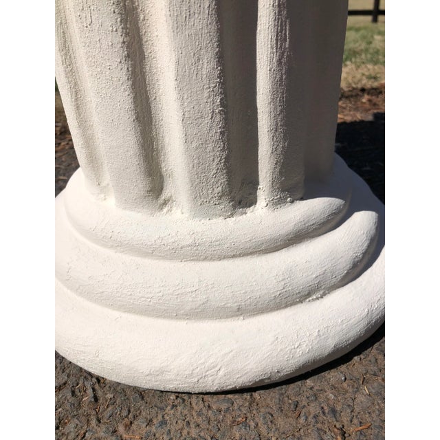 Late 19th Century Late 19th Century Hand-Carved Wood Ionic Column Lime Painted Pedestal Table For Sale - Image 5 of 13