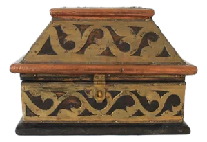 Vintage Wood, Brass & Copper Hinged Trinket Box