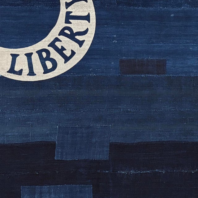 Distressed Cotton Fort Moultrie Liberty Flag Made From Vintage Indigo For Sale - Image 4 of 4