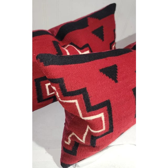 Hand woven weaving bolster pillows in cherry red & black chimney sweep pattern.These fine pillows are sold as a pair and...