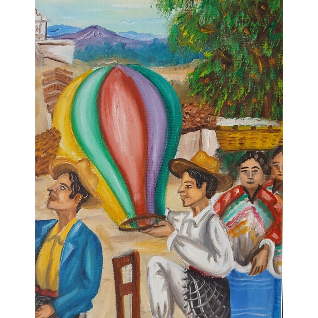 Outstanding example of mid-century Guatemalan Folk Art. Excellent estate condition. 15" x 19" Oil on Masonite c. 1970s....