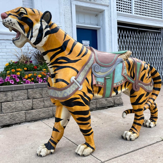 Large Scale d.c. Muller for Dentzel Company Reproduction Carousel Tiger in Cast Aluminum For Sale - Image 13 of 13