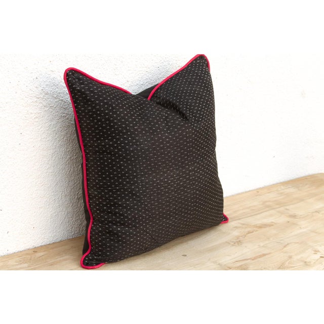 Traditional Tamas Black Dotted Ahir Handloom Pillow For Sale - Image 3 of 6