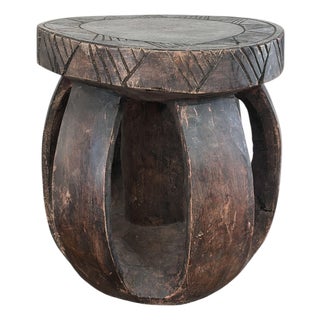 Vintage Rustic African Baga Stool Guinea-Bissau 11.5" H For Sale
