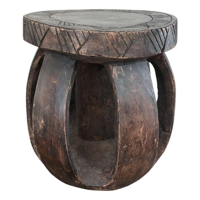 Vintage Rustic African Baga Stool Guinea-Bissau 11.5" H For Sale