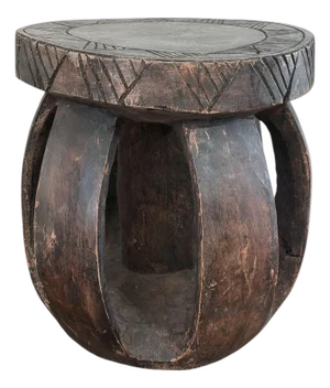 Vintage Rustic African Baga Stool Guinea-Bissau 11.5" H