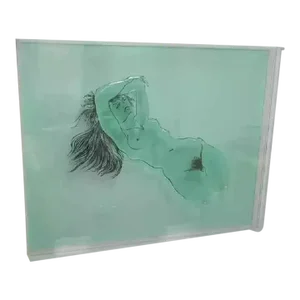 Late 20th Century Eugene Massin Large Acrylic Lucite Nude Woman Wall Art Light Box Sculpture