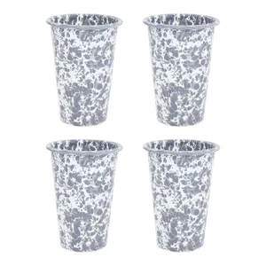 Crow Canyon Home Splatterware, 14 oz. Tumblers in Grey & White - Set of 4