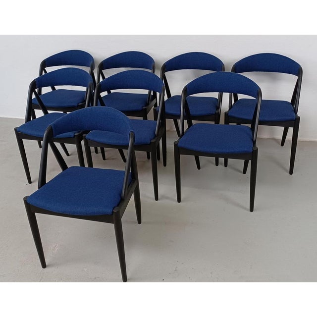Fully Restored Ebonized Dining Chairs by Kai Kristiansen, 1960s, Set of 8 For Sale - Image 3 of 13
