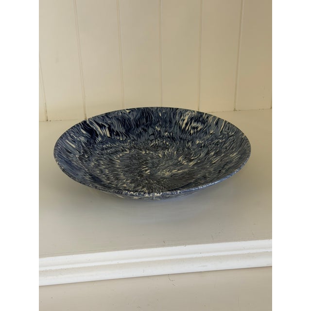 French Signed Christine Jouval Blue Aptware Serving Bowl For Sale - Image 3 of 18