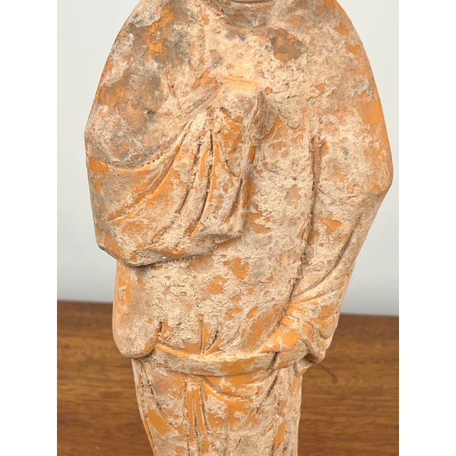 Ceramic Antique Chinese Tang Dynasty (618-907 Ad) Terracotta Figure of a Standing Court Lady With Coa For Sale - Image 7 of 12