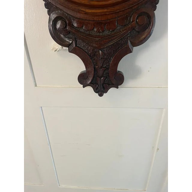 Brown Victorian Carved Oak Banjo Barometer, 1860s For Sale - Image 8 of 9
