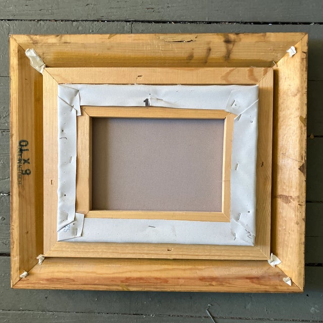 1980’s Original Impressionist White Bunnies Painting Original Wood Frame Signed For Sale - Image 4 of 4