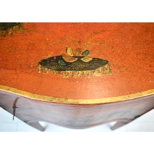 Georgian Chinoiserie Red Lacquered Demi-Lune Cabinet For Sale - Image 12 of 16