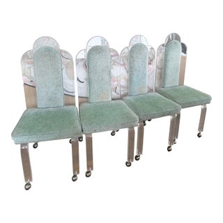 1970 Lucite Art Deco Shell Back Dining Chairs- Set of 4 For Sale