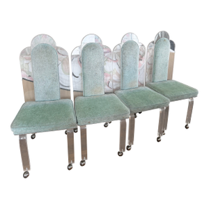 1970 Lucite Art Deco Shell Back Dining Chairs- Set of 4