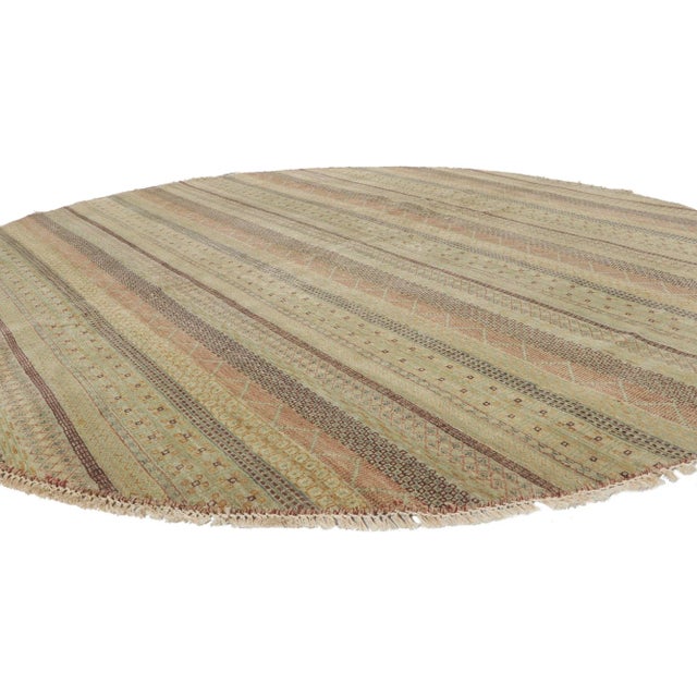 Textile Transitional Striped Round Rug - 08'00 X08'00 For Sale - Image 7 of 7