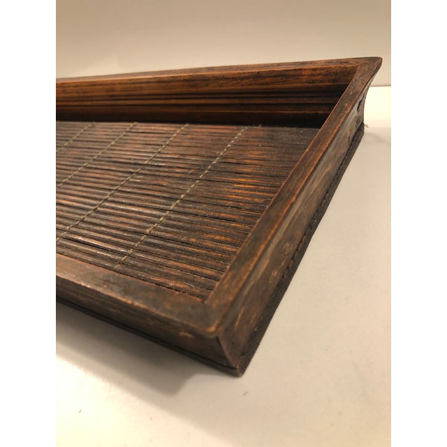 1970s Pencil Reed Bamboo Oblong Tray For Sale - Image 6 of 9