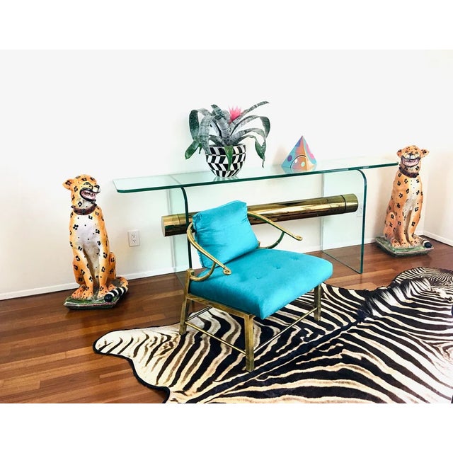 Vintage 1970s Pace Glass Console Table With Suspended Brass Beam Mid Century Modern For Sale - Image 11 of 11