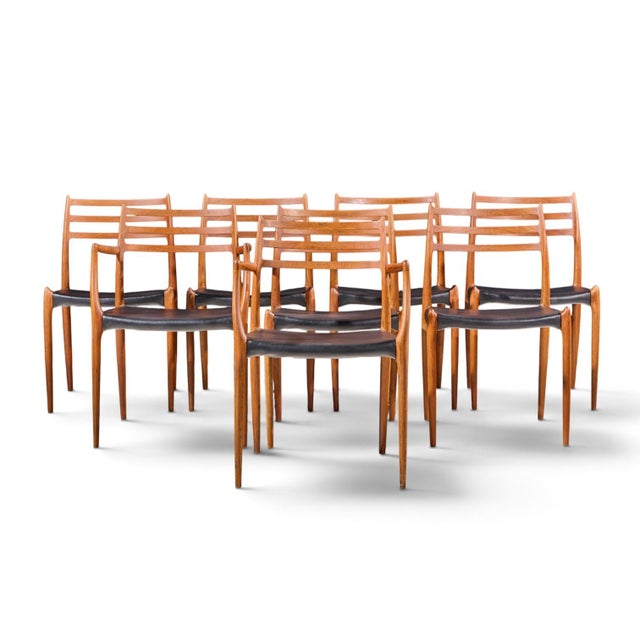 Niels Moller Models 62 and 78 Mid Century Danish Teak Dining Chairs - Set of 8 Each armless chair measures: 19 wide x 19.5...
