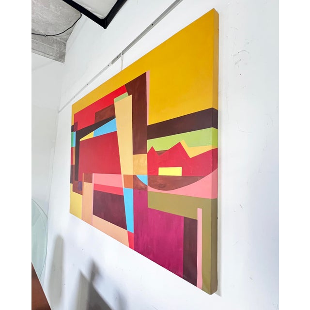 Goldenrod Postmodern Geometric Abstract Canvas by African American DC Artist Curtis Woody For Sale - Image 8 of 9