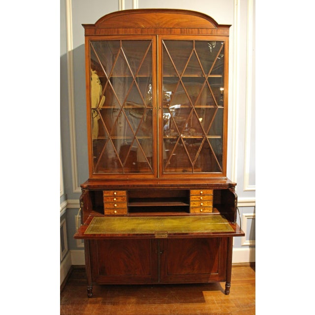 Traditional Circa 1815 English Regency Secretaire Bookcase Cabinet For Sale - Image 3 of 10