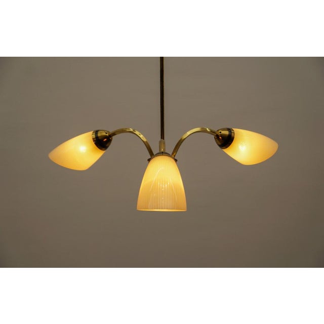 Mid-Century Modern 3-Armed Brass Sputnik Lamp, 1950s For Sale - Image 10 of 15