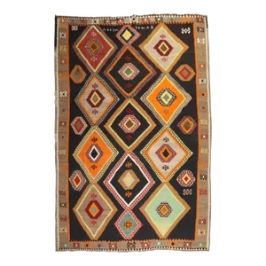 Mid 20th Century Vintage Colorful Large Scale Geometric Kilim, 8'2'' X 12'7''