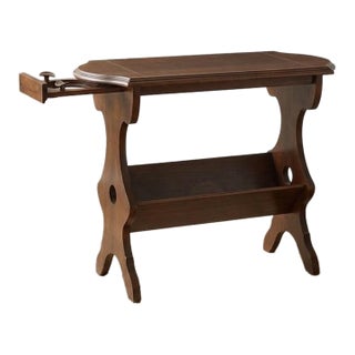 Antique Ferguson Bros. Mahogany Cigarette Table & Magazine Book Trough For Sale