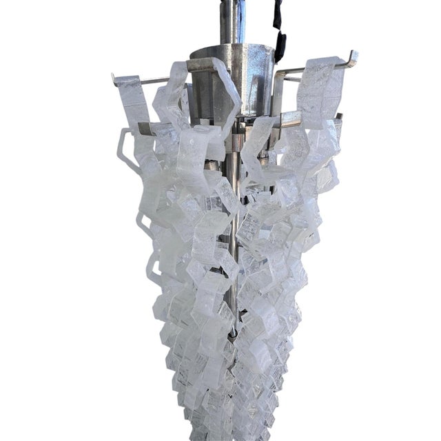 Glass Chandelier attributed to Mazzega, 1970s For Sale - Image 4 of 5