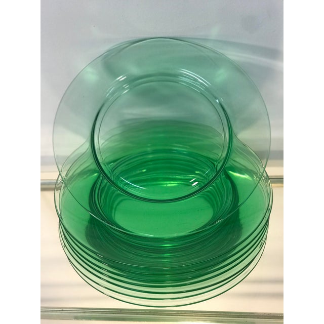 Antique Cambridge Glow in the Dark Green Uranium Glass Plates Set of