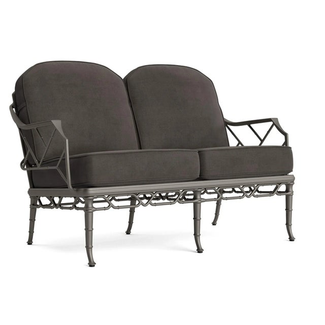 Brown Jordan Calcutta Loveseat, Mica frame with Fusion Charcoal fabric For Sale - Image 12 of 12