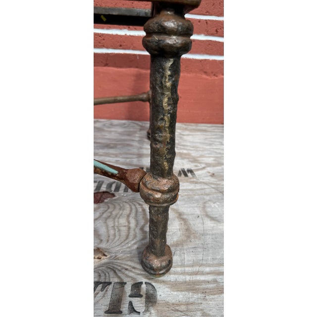 Diego Giacometti Vintage Solid Iron Steel With Bronze Snake Giacometti Style Brutalist Sculpture Coffee Table Base For Sale - Image 4 of 10