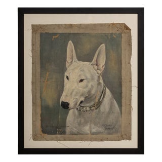 Frederick Thomas Daws, Antique English Bull Terrier, Oil on Canvas, 1920, Framed For Sale