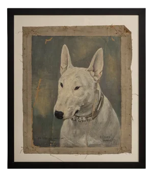Frederick Thomas Daws, Antique English Bull Terrier, Oil on Canvas, 1920, Framed