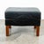 Mid-Century Modern 1960s Mid Century Danish Modern Ottoman Footstool Wood Black Leather Cushion MCM For Sale - Image 3 of 11
