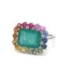 Natural 5.96 cts Zambian emerald & 1.46 cts rainbow sapphire ring in 18k gold For Sale - Image 16 of 18