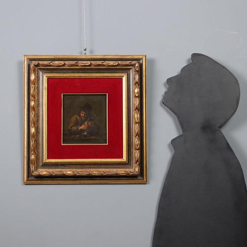 Oil on stone (slate). Flemish school, 18th-19th century. The work is part of the production of a follower of Egbert Van...