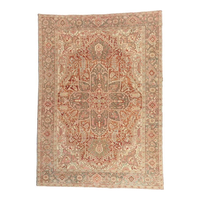 Antique Persian Heriz Rug, 08'04 X 11'06 For Sale