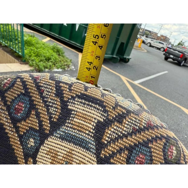 Pair of Vintage French Style Hand Pegged Mutton Leg Tapestry Upholstery Chairs. For Sale In Washington DC - Image 6 of 11