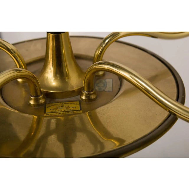 1960s Brass and Glass Five-Arm Chandelier For Sale - Image 5 of 7