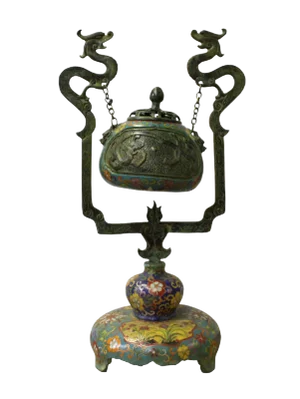 Chinese Metal Enamel Cloisonne Dragon Incense Burner Figure