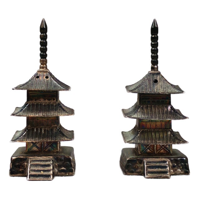 Silver Salt and Pepper Set, Japan, 1890s, Set of 2 For Sale