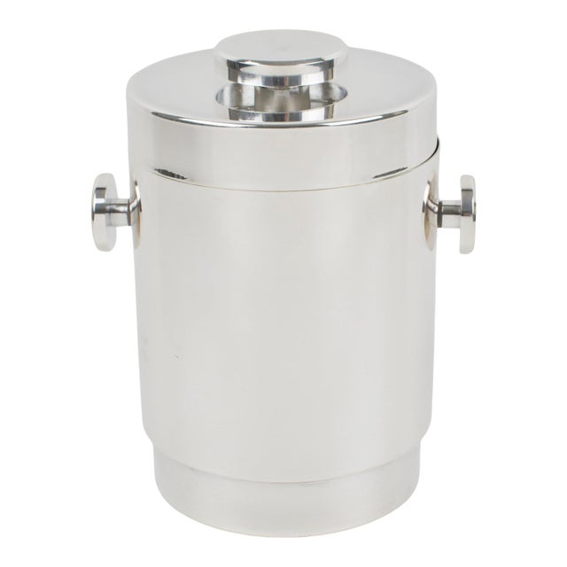 Lancel Paris Modernist Barware Silver Plate Ice Bucket Cooler, circa 1970 For Sale