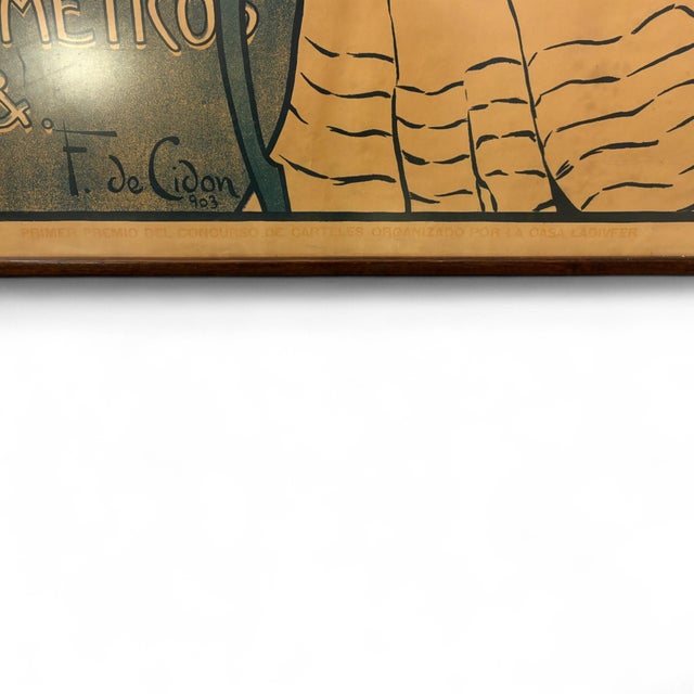 Beige Modernist Ladivfer Perfumeries Poster by Francisco De Cidón, 1903 For Sale - Image 8 of 9