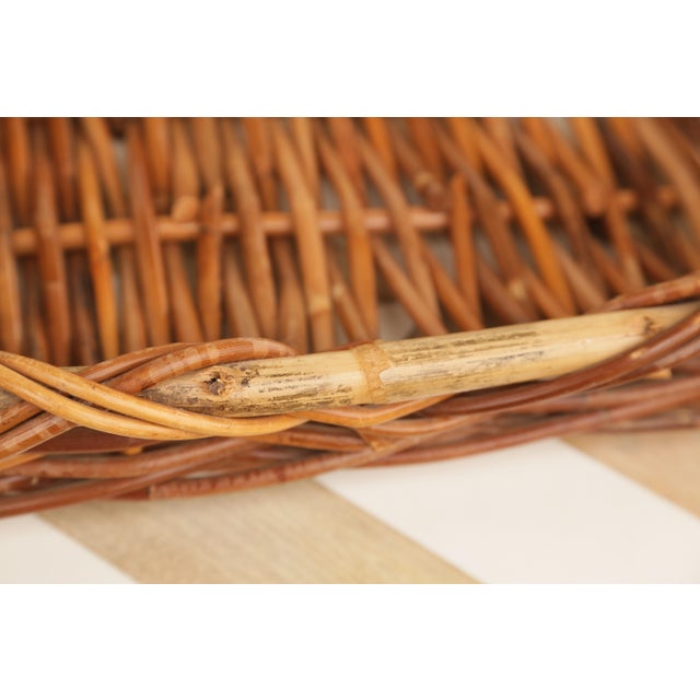Wood Mid-Century Chunky Rectangular Wicker Bread Basket For Sale - Image 7 of 12